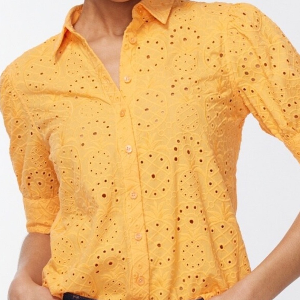 Chico’s Eyelet Pineapple Button Down Top - image 1